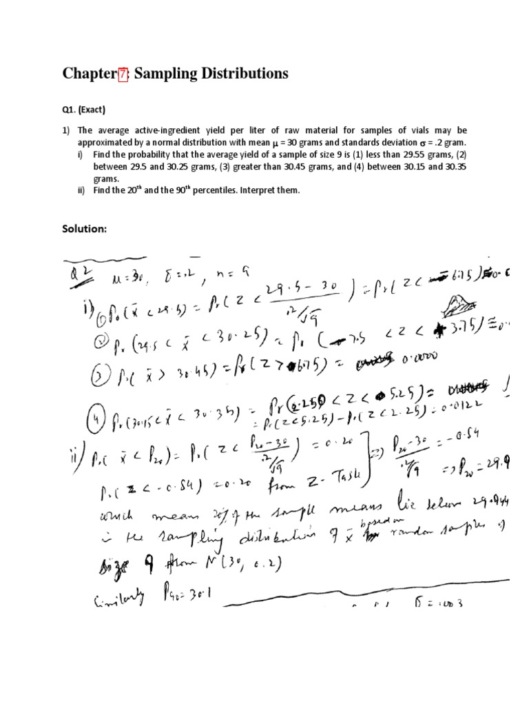 Practice Questions - Chapter 7 (Sampling Distributions) | PDF | Science ...