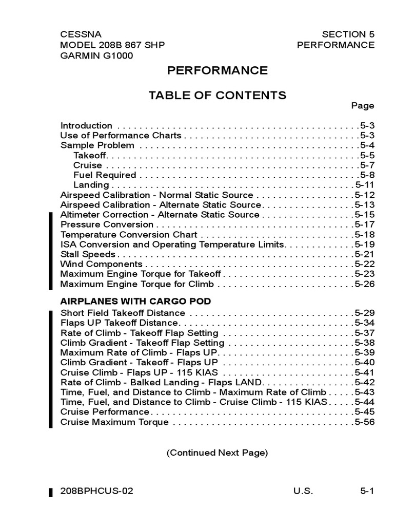 Cessna 208B Performance Data Guide | PDF | Takeoff | Airspeed