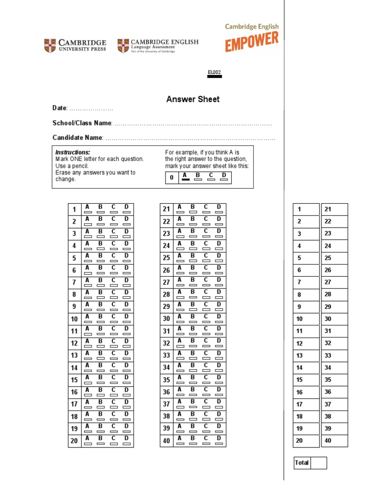 MCQ Answer Sheet Template | PDF