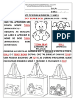 Atividades Língua Inglesa - 1ºano - Toys