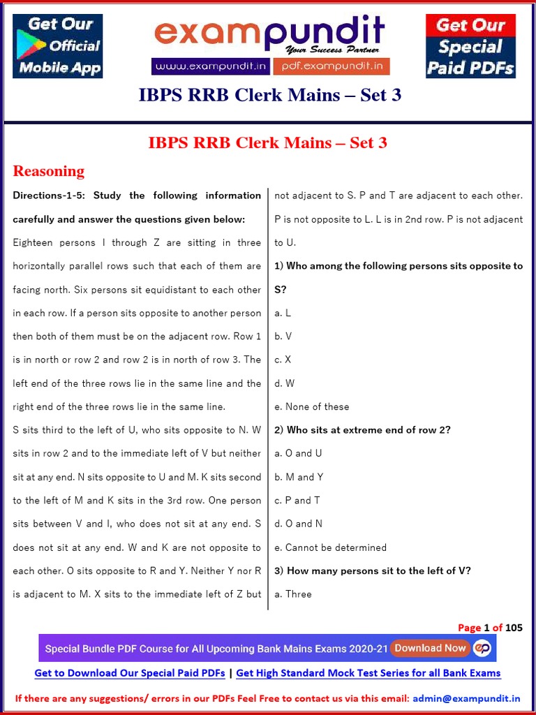 IBPS RRB Clerk Mains Set 3 Solutions | PDF | Interest | Length