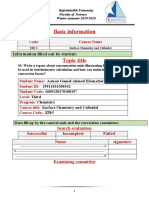 Basic Information: Information Filled Out by Student
