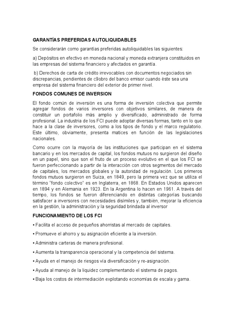 Garantías y Fondos Comunes de Inversión | PDF | Fondo de inversión | Dinero