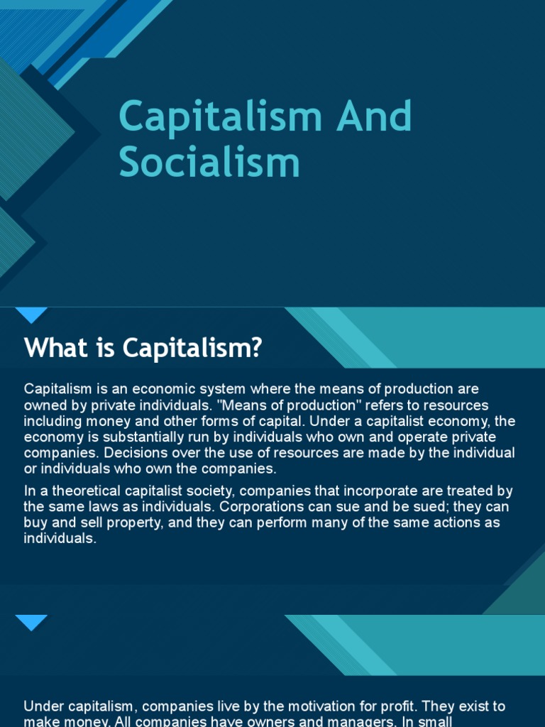 Capitalism and Socialism+Information Rev. PDF Capitalism Value