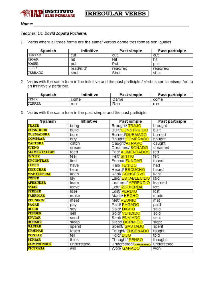 Regular and Irregular Verbs Guide | PDF | Semantic Units | Semantics