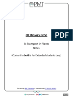 Summary Notes - Topic 8 Transport in Plants - CAIE Biology IGCSE