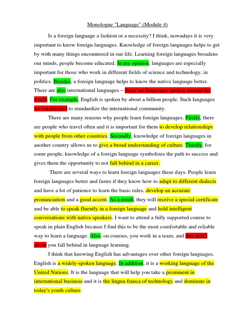 Importance of Learning Foreign Languages | PDF | English Language ...