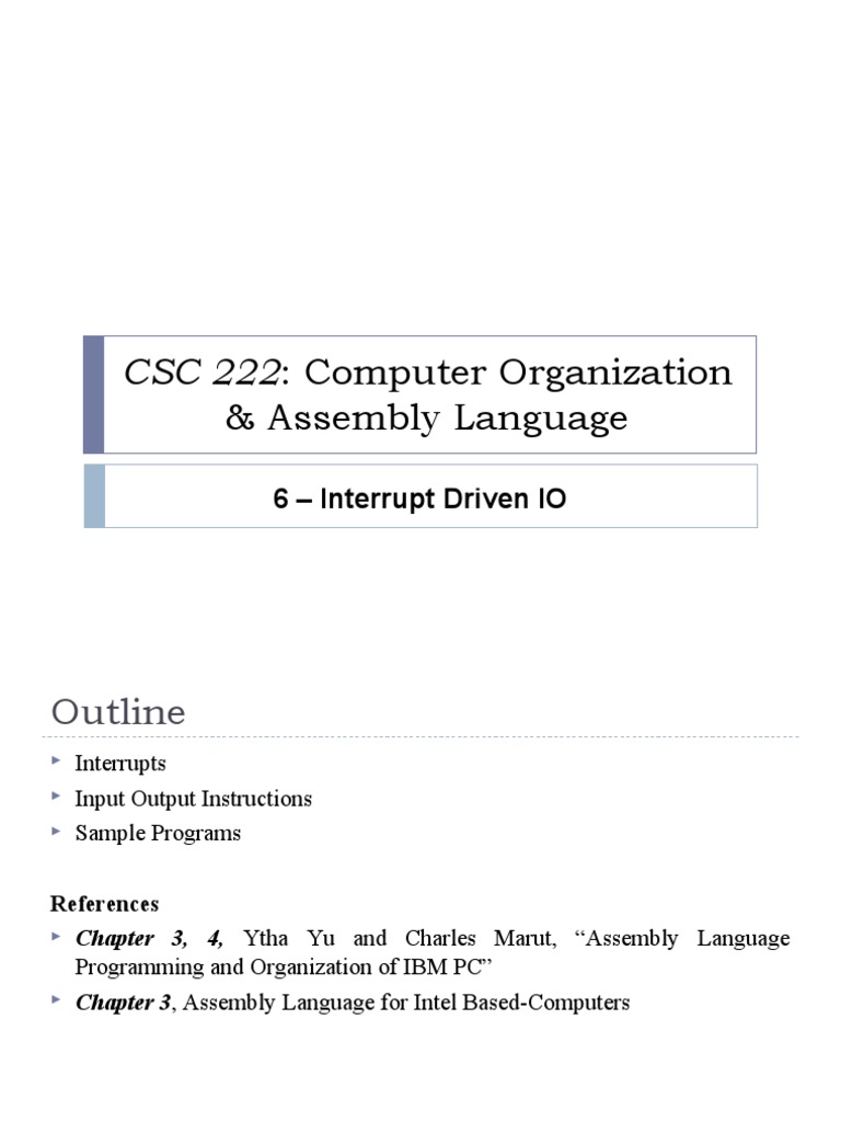 CSC 222: Computer Organization: & Assembly Language | PDF | Input ...