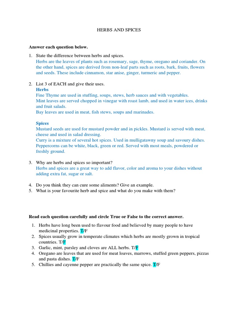 Herbs and Spices PDF