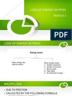 Loss of Energy in Pipes