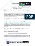 SBI PO Descriptive Paper Mains 2018 Sample Essays