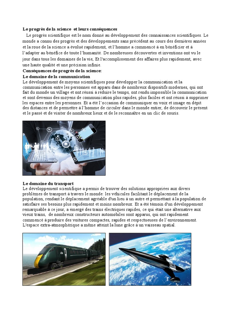 Progrès scientifique et ses conséquences | PDF | Science | Transport