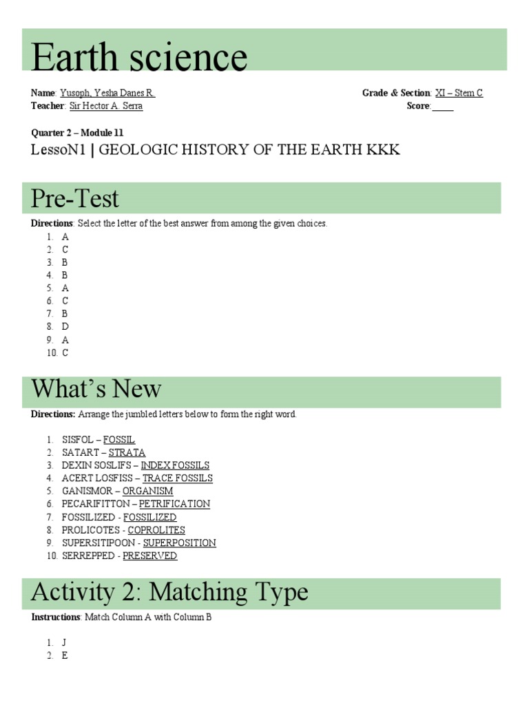 Geologic History of Earth Module XI | PDF