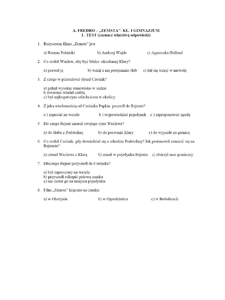 Test Z ZEMSTY PDF