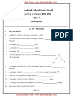 CBSE Class 5 Mathematics Worksheet - Triangle