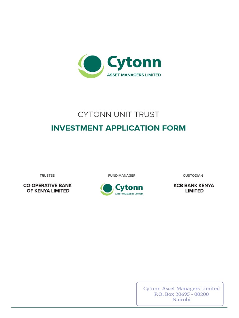 Cytonn Unit Trust Application Form | PDF | Banks | Investing