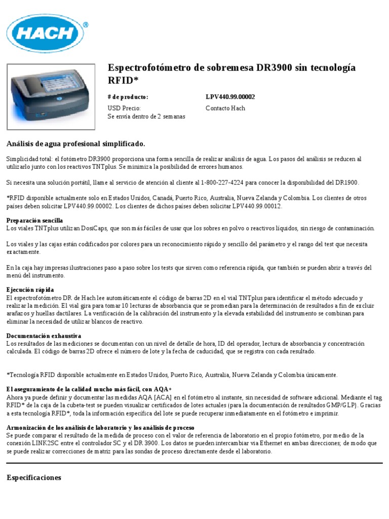 Espectrofotometro DR390001 PDF Identificación de frecuencia de radio