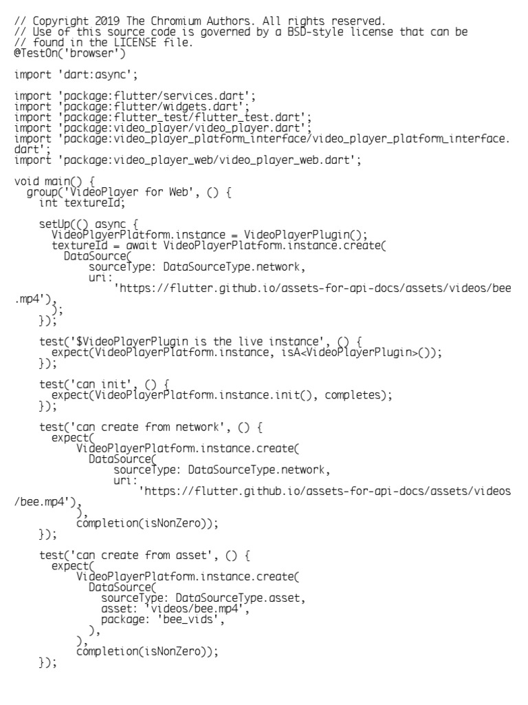 Flutter Web VideoPlayer Tests | PDF | Software | Software Engineering