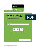 GCSE Biology AQA OCR EDEXCEL The Eye Questions