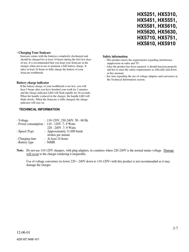 How to charge Sonicare toothbrushes PDF Battery Charger