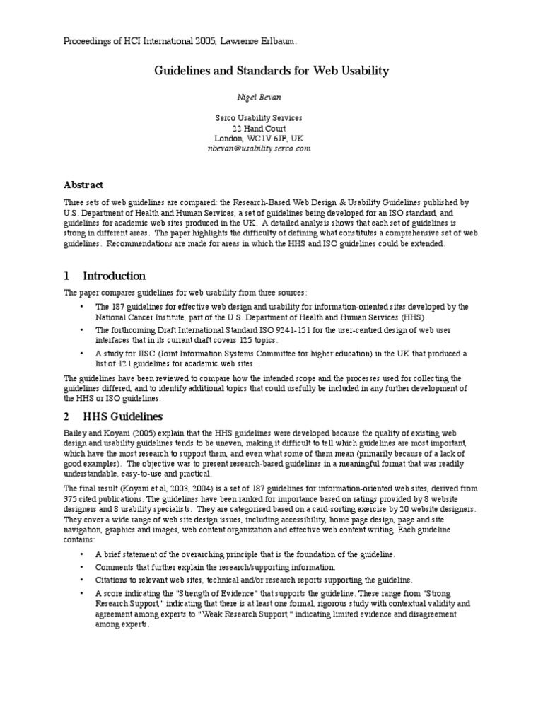 Web Usability Standards | PDF | Usability | Web Search Engine