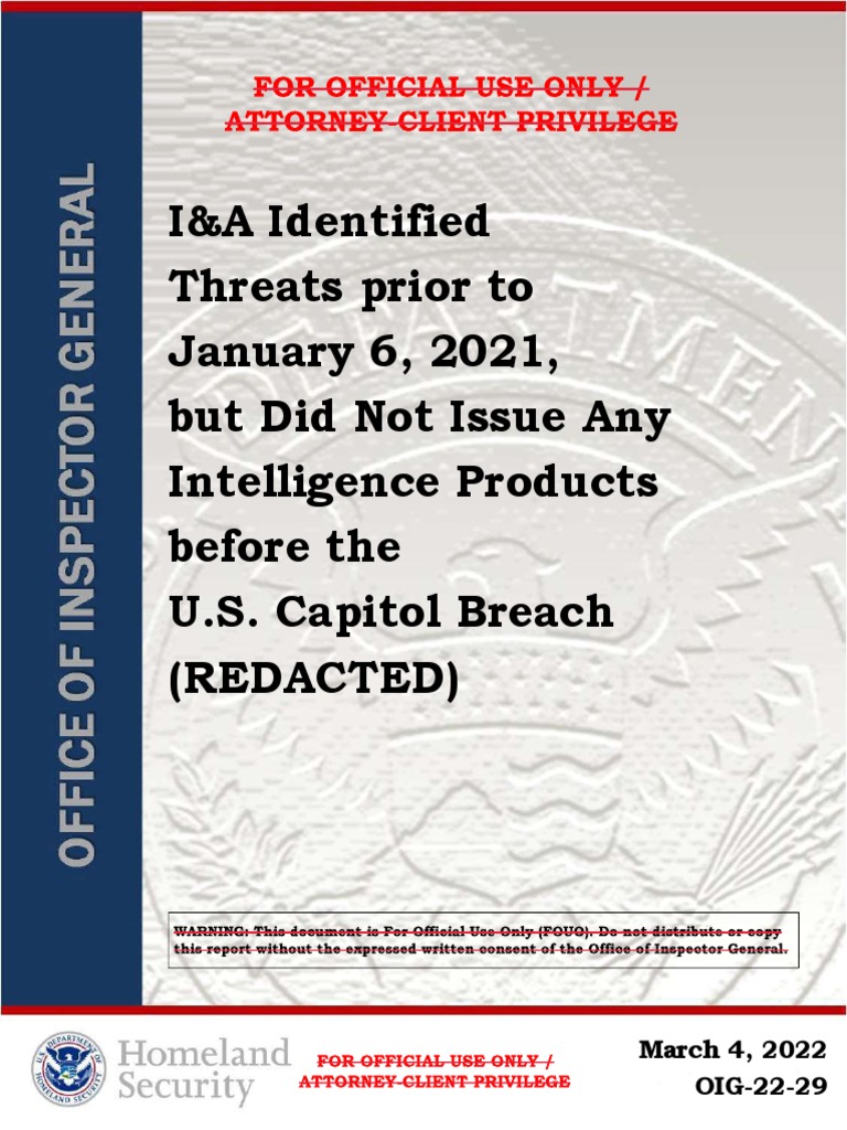 OIG 22 29 Mar22 Redacted | PDF | United States Department Of Homeland ...