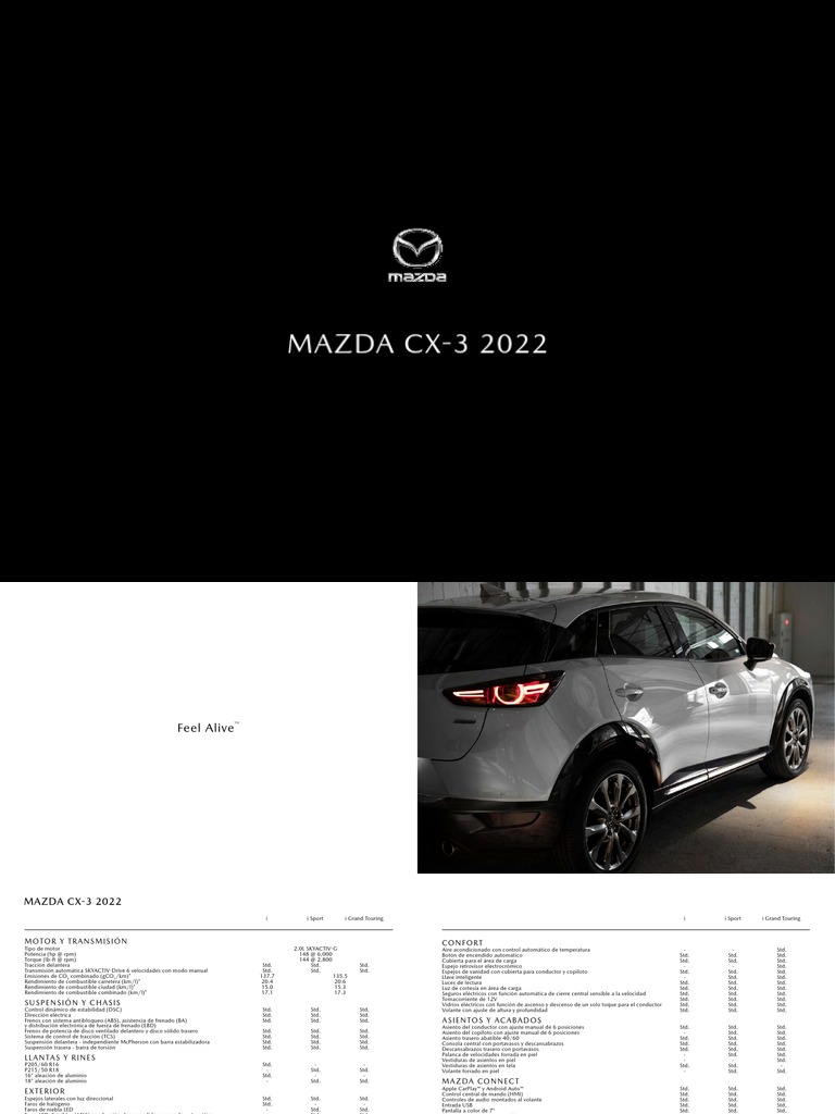 Ficha Tecnica Mazda CX 3 2022 PDF Sistema de freno antibloqueo Airbag