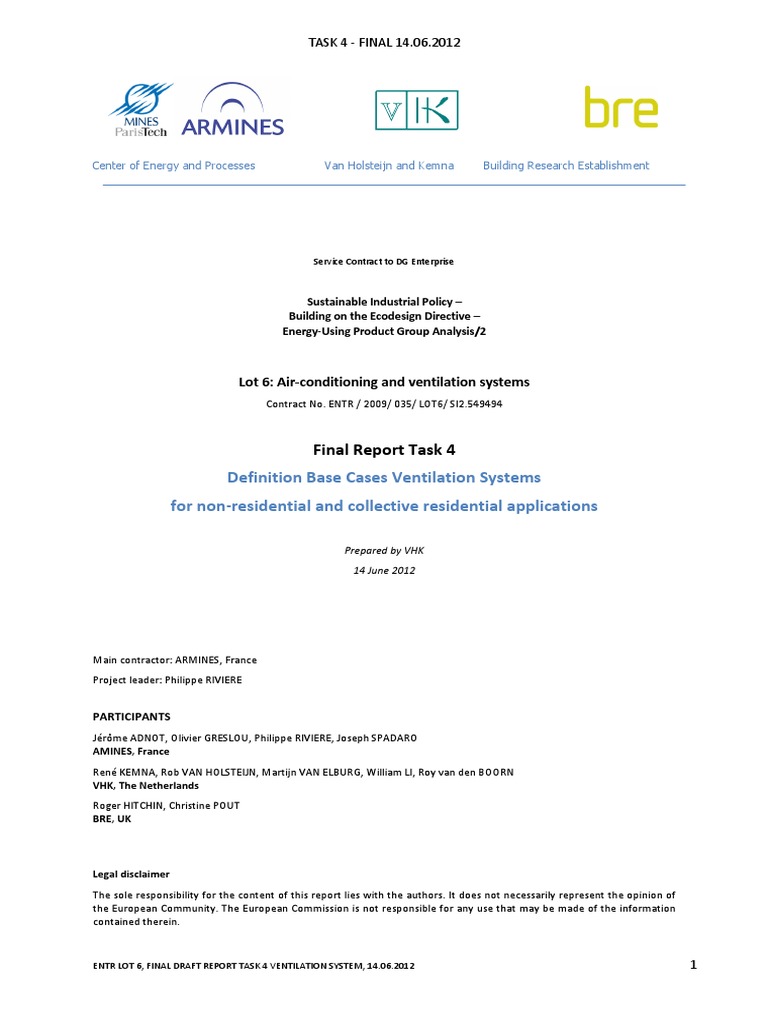 Task 4 Lot 6 Ventilation Final Report | PDF | Ventilation (Architecture ...