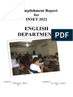 Narrative Accomplishment Report of English Department in