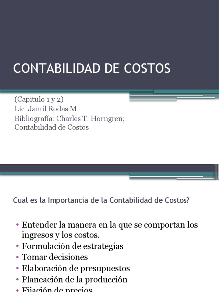 CONTABILIDAD DE COSTOS (Cap 1 y 2) | PDF | Contabilidad de costos | Costo