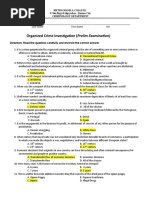 Organized Crime Investigation (Prelim Examination) : Last Name First Name M.I