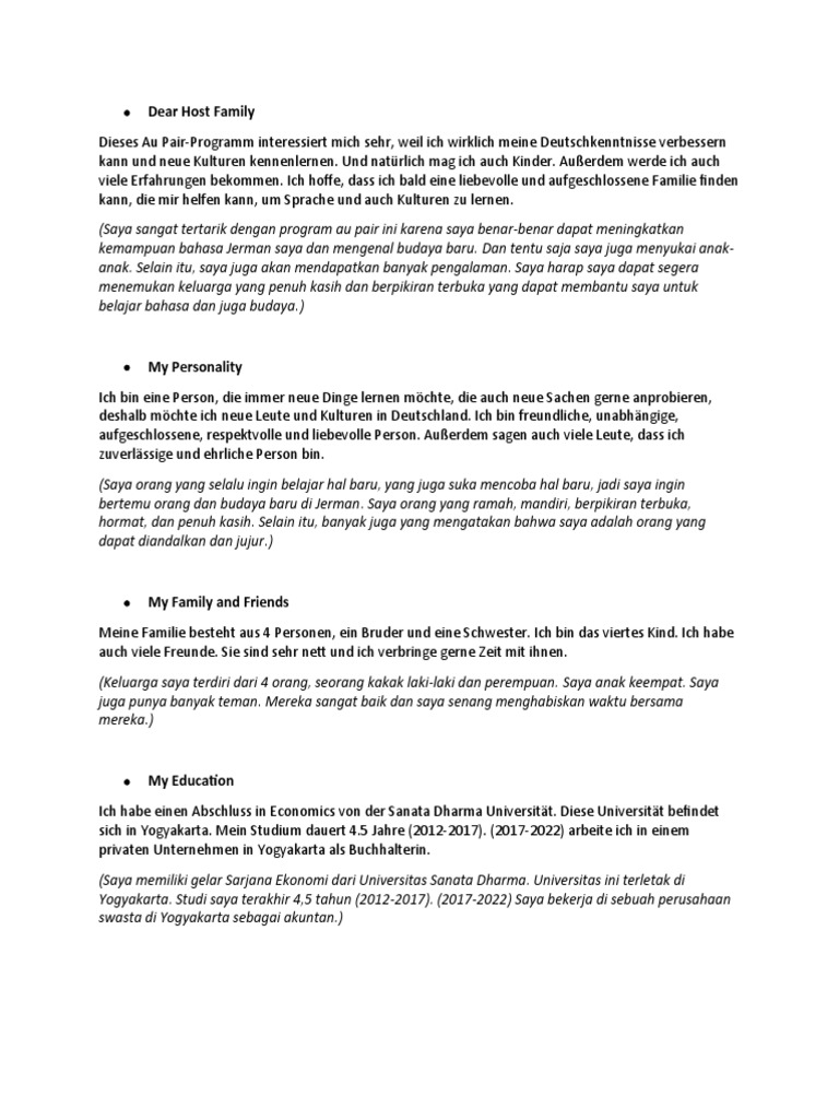 Dear Host Family | PDF