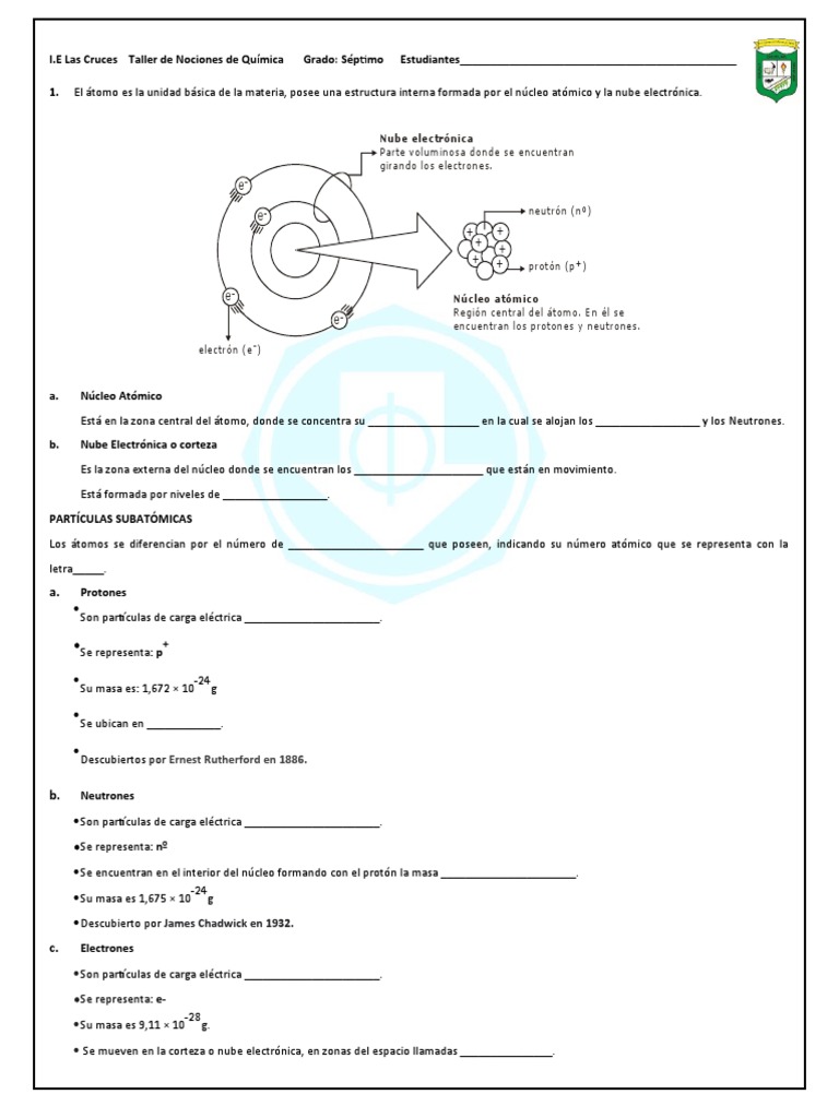 Taller de Atomo | PDF | Núcleo atómico | Protón