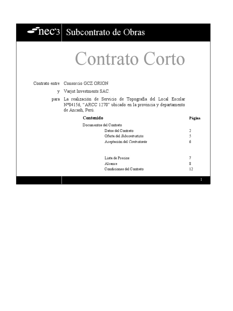 Subcontrato de Topografía en Ancash | PDF | Finanzas y dinero