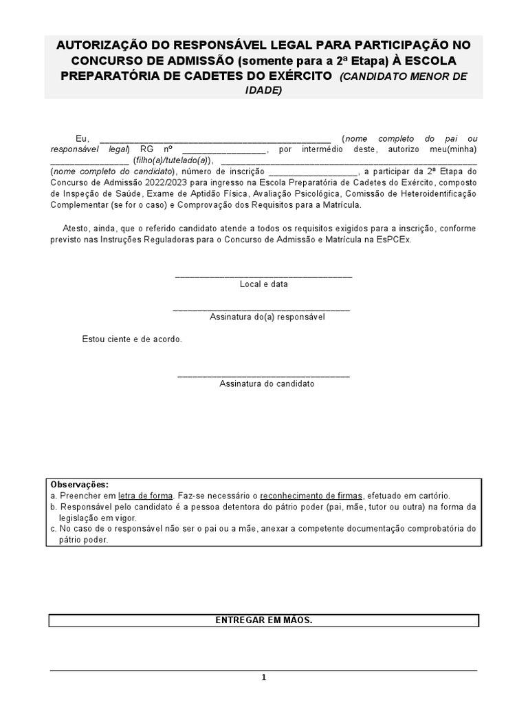 5 Modelo Editavel de Autorizacao de Menor de Idade 2022 PDF