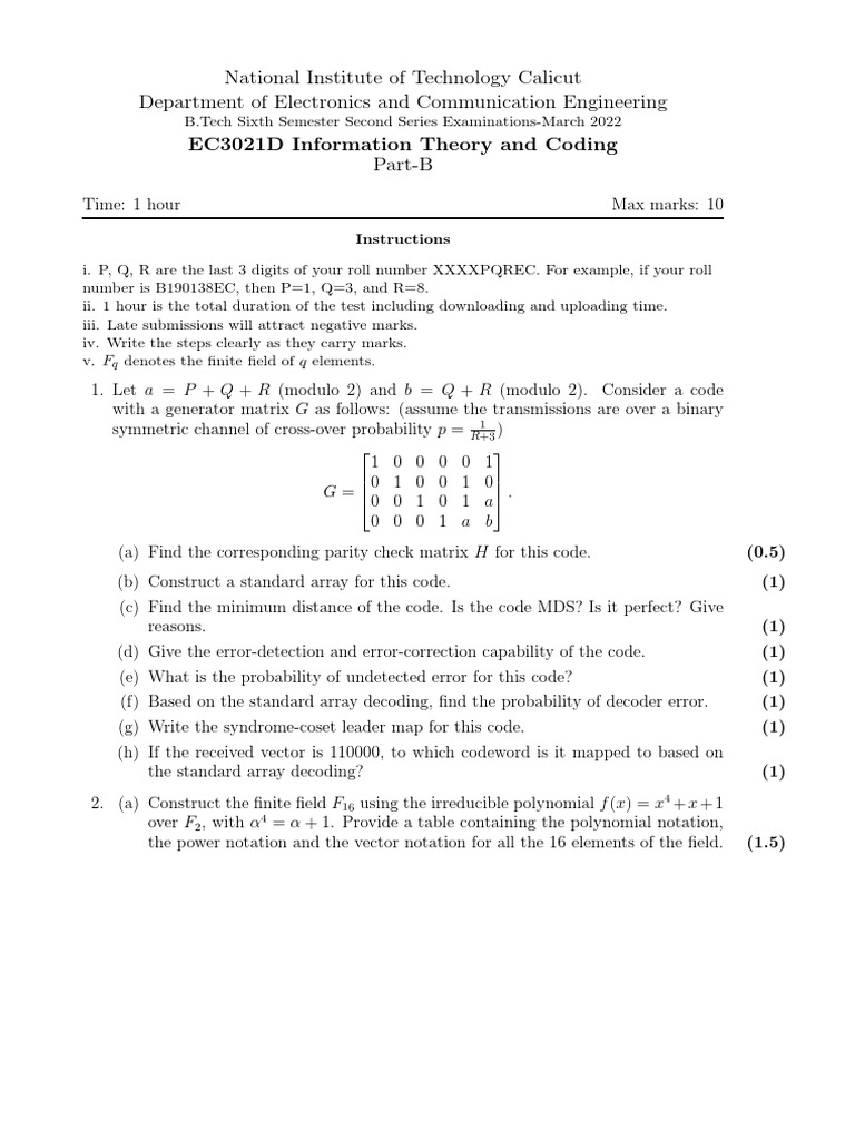 National Institute of Technology Calicut Department of Electronics and