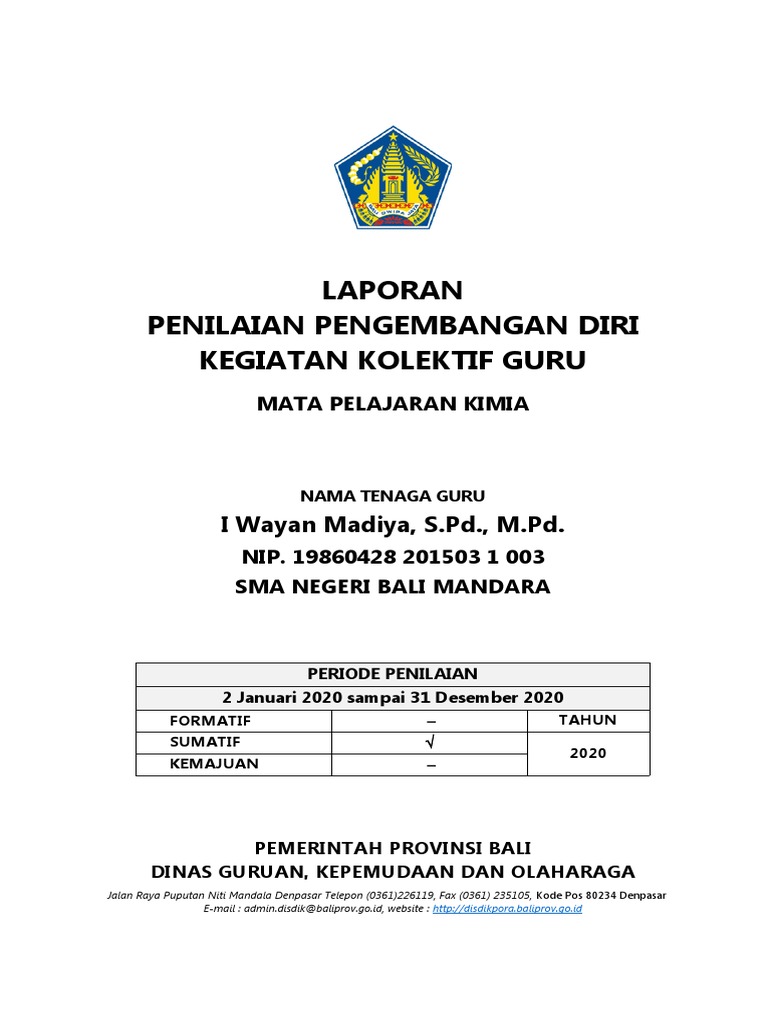 Laporan Penilaian Pengembangan Diri Guru | PDF | Karier & Perkembangan
