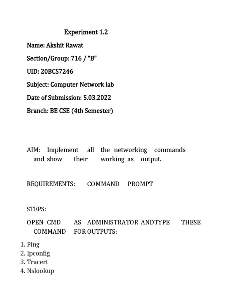 Experiment 1.2 | PDF | Computers