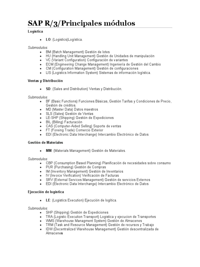 Módulos SAP R/3 en Logística y MM | PDF | Logística | Factura