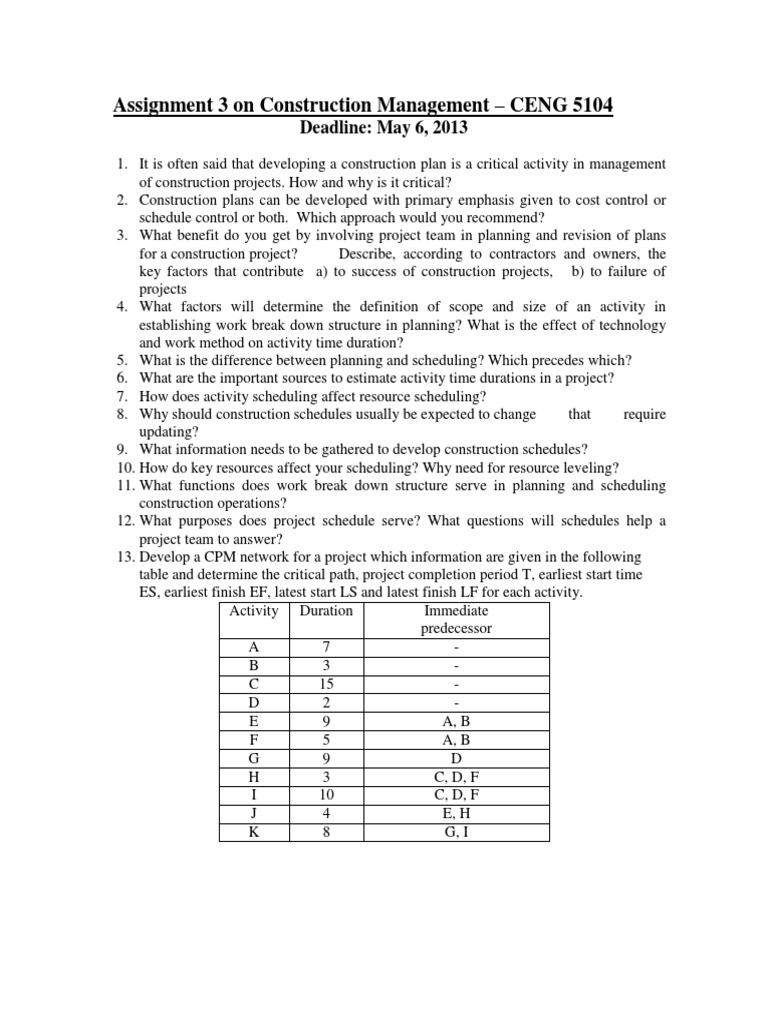 Construction Management Assignment 3 | PDF | Systems Science | Business