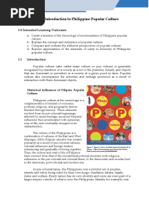 UNIT 1: Introduction To Philippine Popular Culture: 1.0 Intended Learning Outcomes