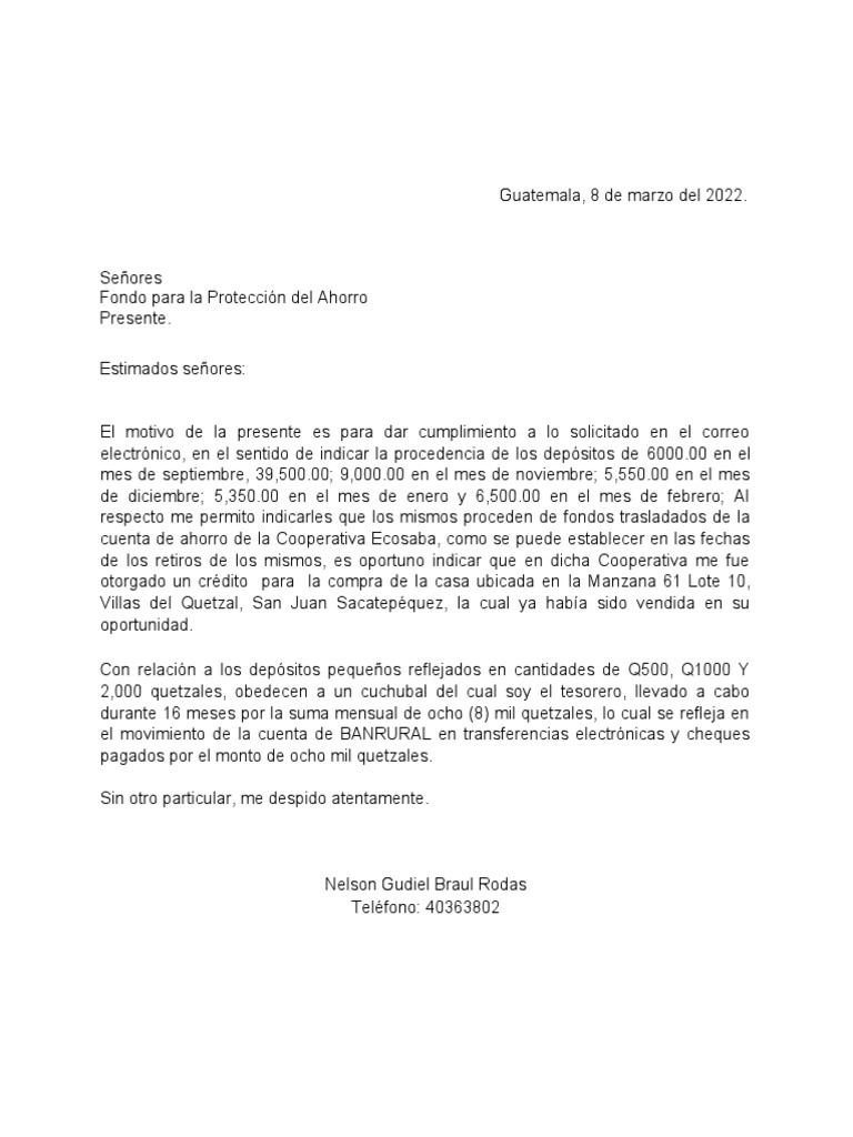Carta Indicar Procedencia | PDF