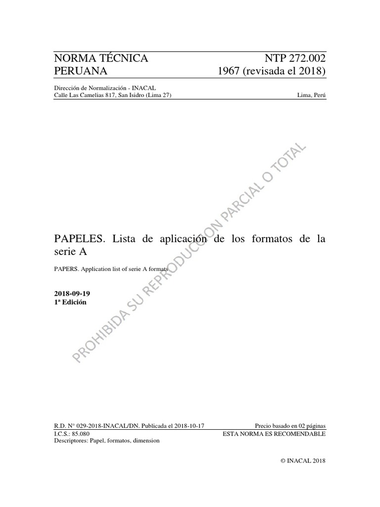 Norma NTP (Revisado 2018) | PDF | Perú
