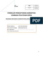 F.01 (Formulir Pendaftaran Akreditasi LPK) Revisi 01