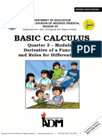 Basic Calculus: Quarter 3 - Module 5 Derivative of A Function and Rules For Differentiation