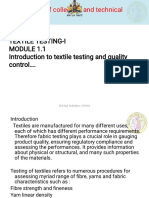 Department of Collegiate and Technical Education: Textile Testing-I Introduction To Textile Testing and Quality Control