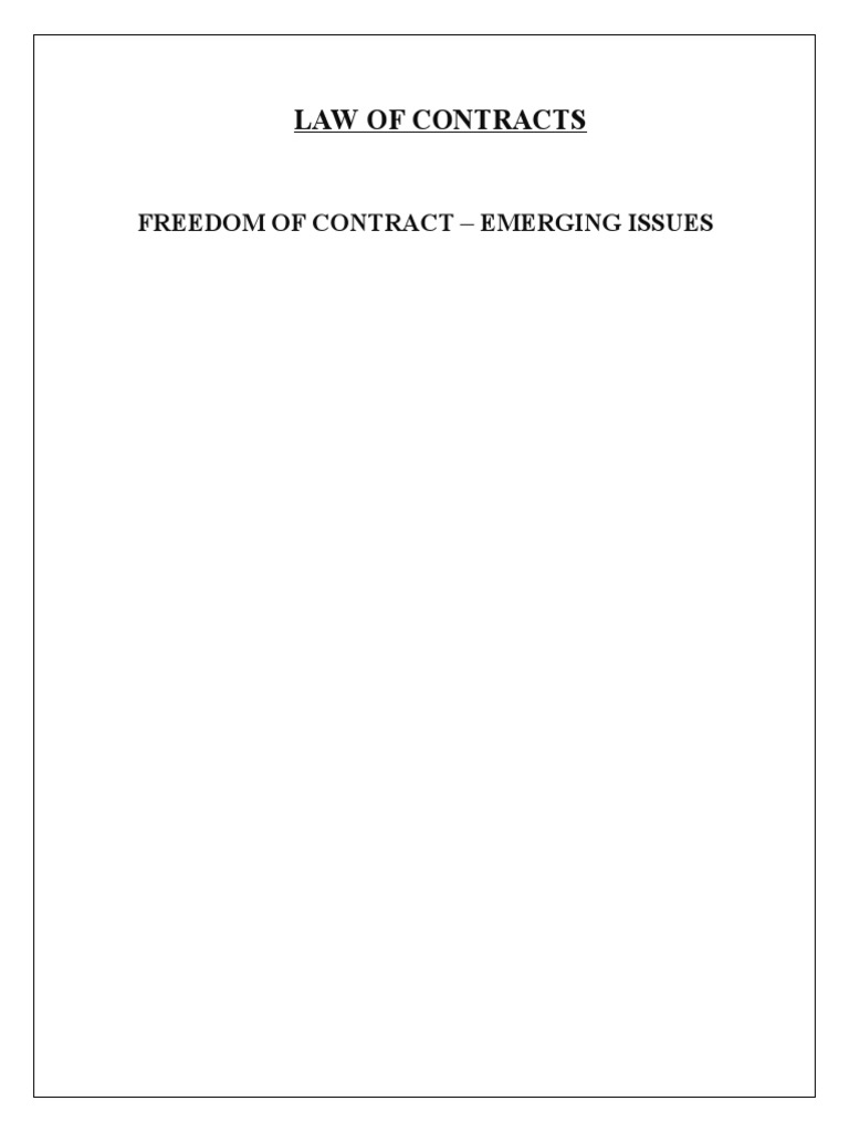 Freedom of ContractsEmerging Issues PDF Free Market Consent