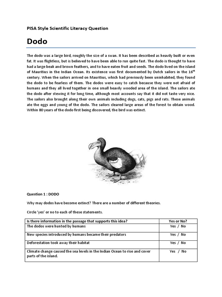 Dodo Bird Extinction Causes and Evidence | PDF | Knowledge | Human
