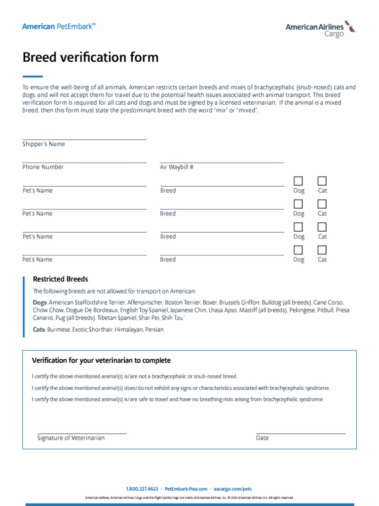 Breed Verification Form: American | PDF | Dog Breeds | Dogs