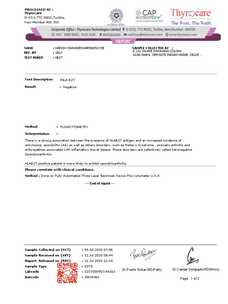 Hla B27 | PDF